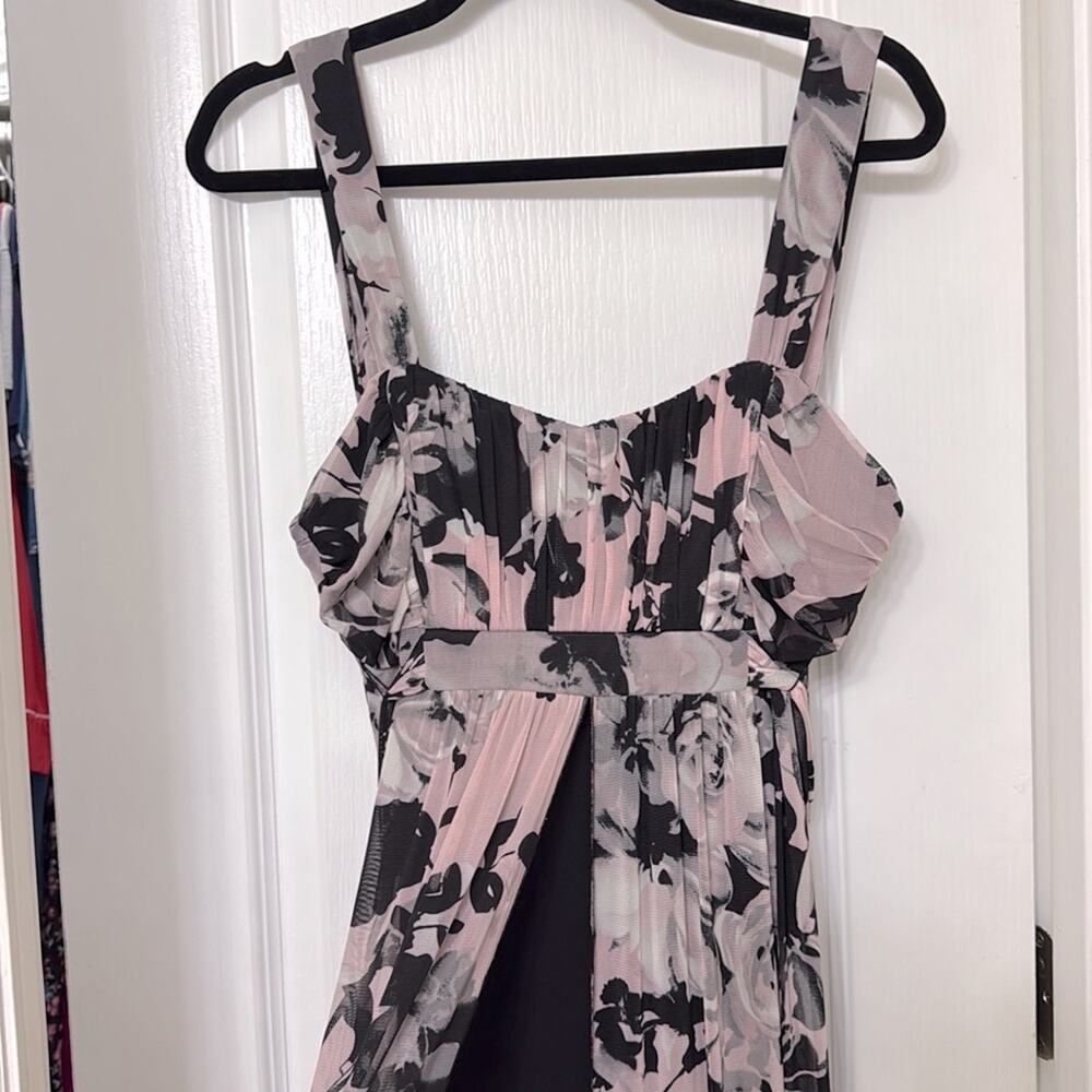 Connected apparel pink and black maxi dress slit down the middle size 12